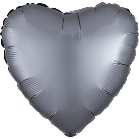 Globo corazon satil luxe grafito 45 cm