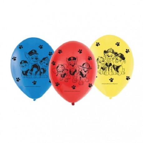 Globos patrulla canina latex 6 uds 23 cm