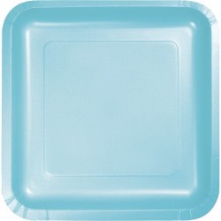 Platos cuadrados azul pastel 18 uds de 23 cm