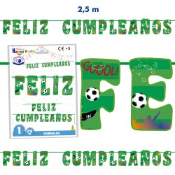 Guirnalda Feliz cumpleaños futbol 2,5 m