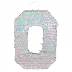 Piñata numero 0 para romper holografica 40x28x8 cm