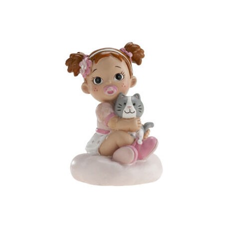 Figura bebe nina con gato bautizo