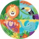 Platos cumpleaños animales jungla 8 uds 18 cm