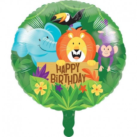 Globo cumpleanos animales jungla 45 cm