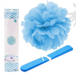 Pom pom azul 40 cm decoracion colgante