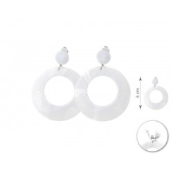 Pendientes sevillana blancos ovalado 6 cm