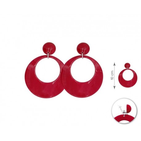 Pendientes sevillana rojos ovalado 10 cm