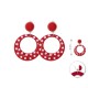 Pendientes sevillana rojos lunares blancos 6 cm