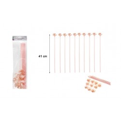 Varillas para globos oro rosa 10 uds de 41 cm