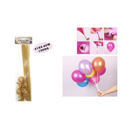 Varillas para globos oro 10 uds 41 cm