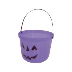 Caldero recoge caramelos halloween lila 20 cm