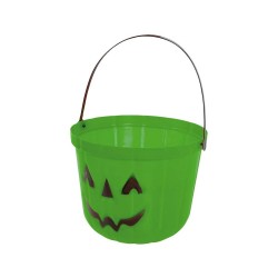 Caldero recoge caramelos halloween verde 20 cm