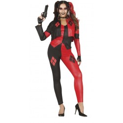Disfraz Arlequinn rojo y negro mujer talla S