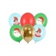 Globos papa noel navideños 6 uds 30 cm