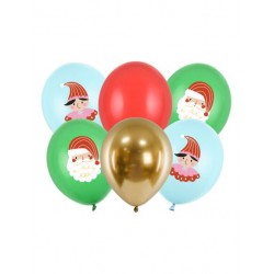 Globos papa noel navidenos 6 uds 30 cm