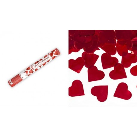 Canon de confeti corazones rojos 40 cm