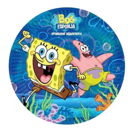 Platos Bob Esponja cumpleanos 8 uds 23 cm