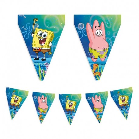 Banderin Bob Esponja 3 mt guirnalda cumplanos