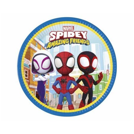 Platos Spidey and friends cumpleanos 8 uds 23 cm