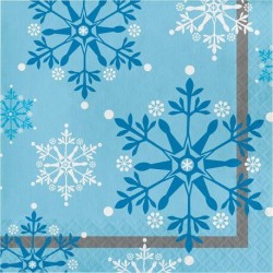 Servilletas copos de nieve azules 20 uds 33 cm