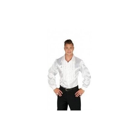 Camisa disco blanca chorreras para hombre talla l