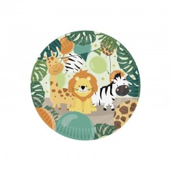 Platos cumpleaños safari animales selva 8 uds 18 cm