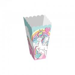 Cajitas pop alta palomitas unicornio 12 uds 8x12x12 cm