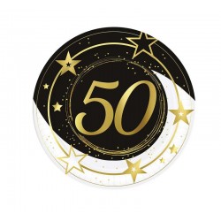 Platos 50 cumpleaños 6 uds de 23 cm