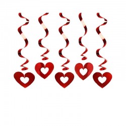 Colgantes espirales con corazones 5 uds de 60 cm