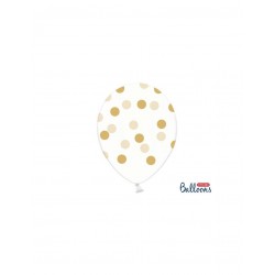 Globos transparentes con lunares oro 6 uds 30 cm