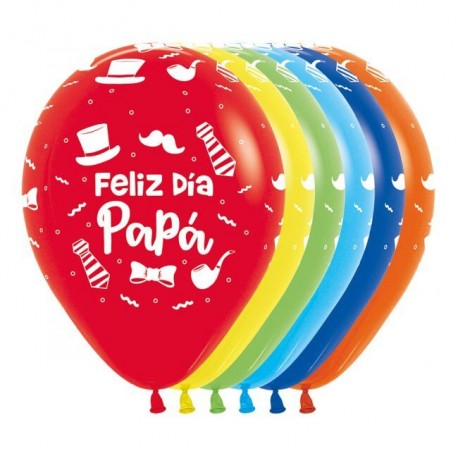 Globos feliz dia papa latex 12 uds 30 cm