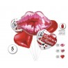 Globos dia de la madre labios y corazones 5 uds