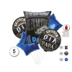 Globos dia del padre negro y azul 5 uds