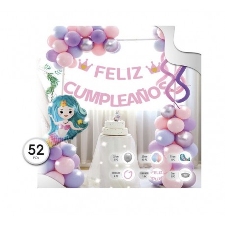 Set globos fiesta sirena 52 piezas