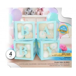 Cajas para globos azul baby 4 uds 30 cm