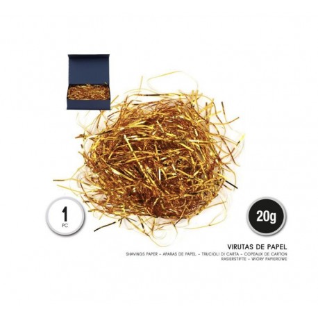 Virutas de papel oro para relleno de cestas y cajas 20 gr