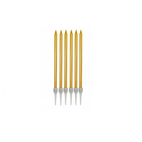 Velas doradas para tarta 6 uds de 15 cm