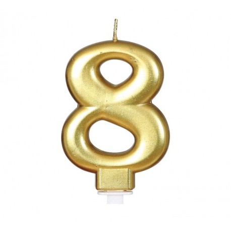 Vela numero 8 oro 8 cm