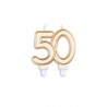 Vela numero 50 cumpleaños oro y blanca