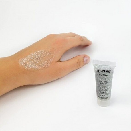 Maquillaje glitter gel metalico plata