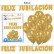 Guirnalda feliz jubilacion oro con 10 globos 2,5 metros