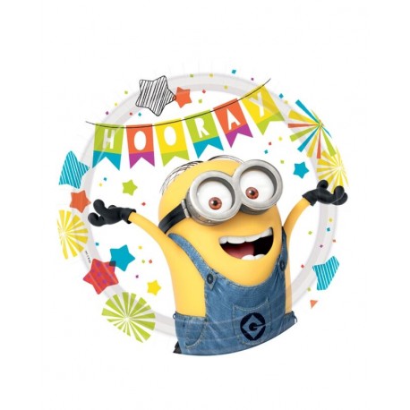 Platos Minions para cumpleanos 8 uds 23 cm