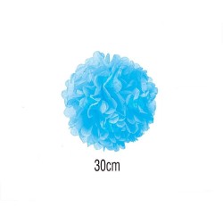 Pompon Azul 30 cm de papel para decoracion