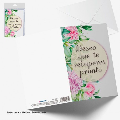 Tarjeta felicitacion Deseo que te recuperes pronto 17x12 cm