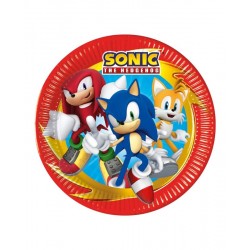 Platos Sonic para cumpleanos 8 uds 23 cm