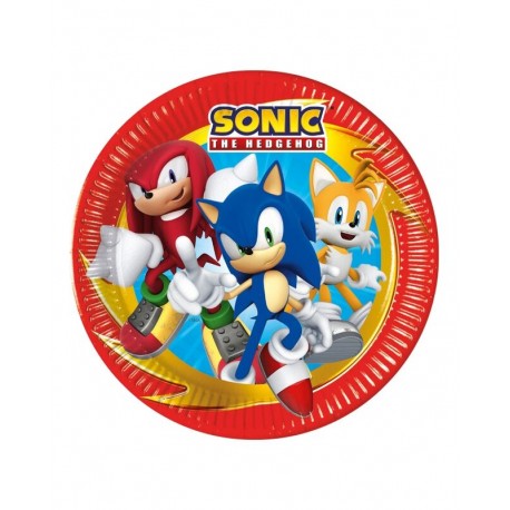 Platos Sonic para cumpleanos 8 uds 23 cm