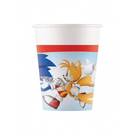 Vasos Sonic cumpleanos 8 uds