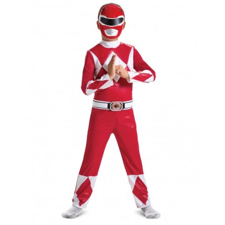 Disfraz Power Rangers Mighty Morphin Rojo Lujo talla 7 8 Anos