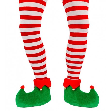 Pantys medias blancas y rojas elfo navidad talla XL