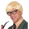 Peluca rubia lisa con flequillo para hombre
